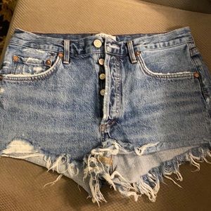AGOLDE “Parker” Distressed Cut-off Denim Shorts
